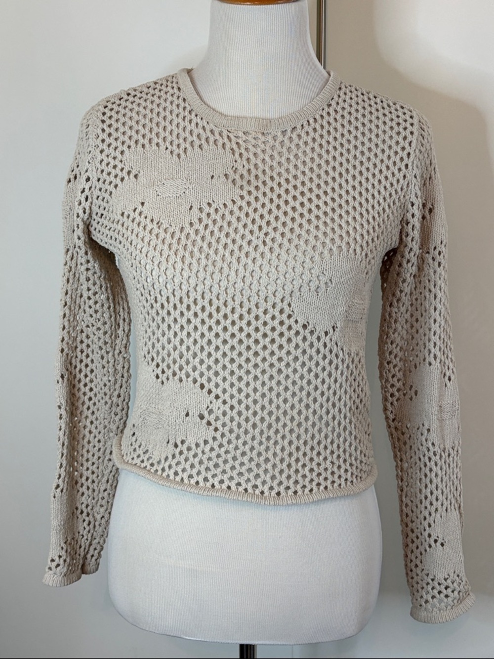 Z Supply Neutral Open-Knit Crewneck Sweater | XS - Picture 2 of 8